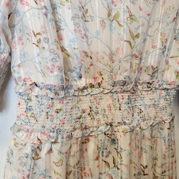 WALTER BAKER Betsy Floral-Print Metallic Burnout Georgette Mini Dress Size S - Picture 7 of 16